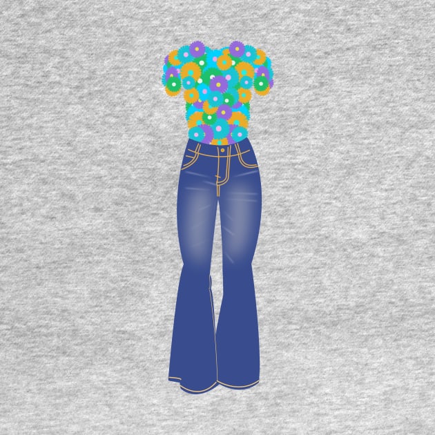 Flower power 70's jeans by designInk